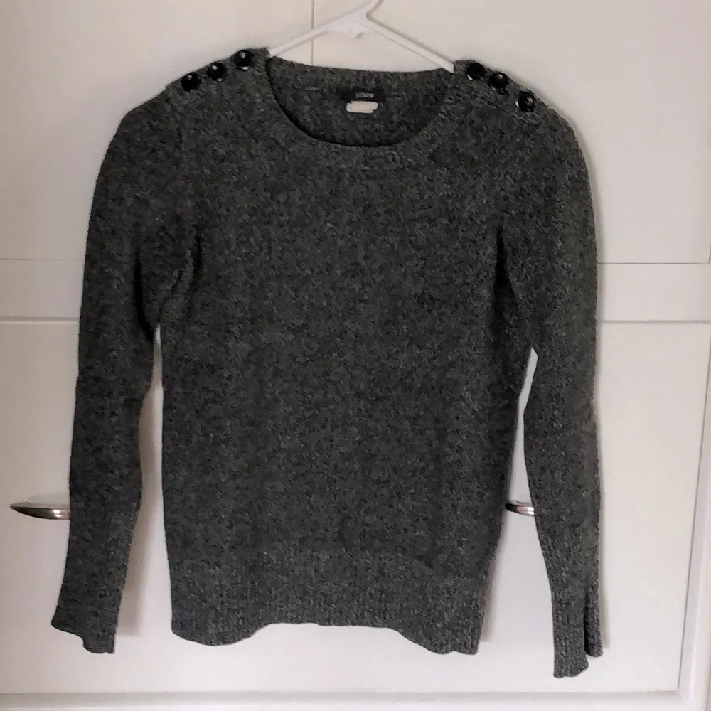 J.‎ Crew Merino Wool Crewneck w/ shoulder buttons